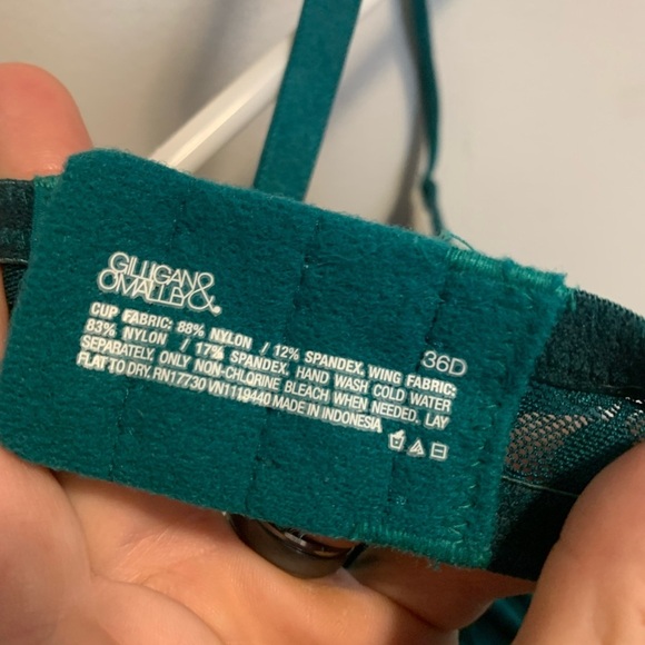 💜 Gilligan & O'Malley Green Leaf Pattern Push-Up Bra 36D - Picture 3 of 4